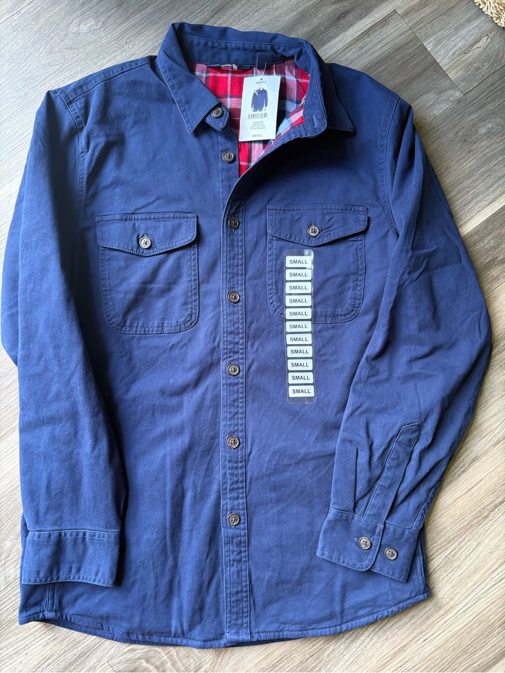 Lands' End Men's Navy Button-Down Shirt with Chest Pockets